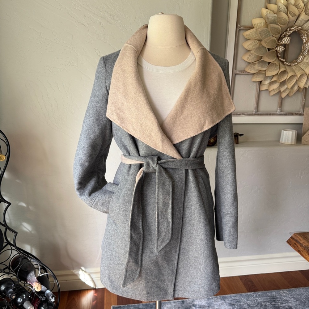 Laundry by Shelli Segal Jacket Womens Wool Blend Two Tone Wrap Winter Coat Sz.XL
